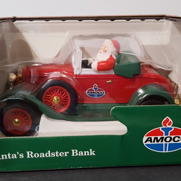 NEW Vintage Amoco Santa 1929 FORD Model A Roadster Die cast Bank Christmas RARE - Picture 2 of 4